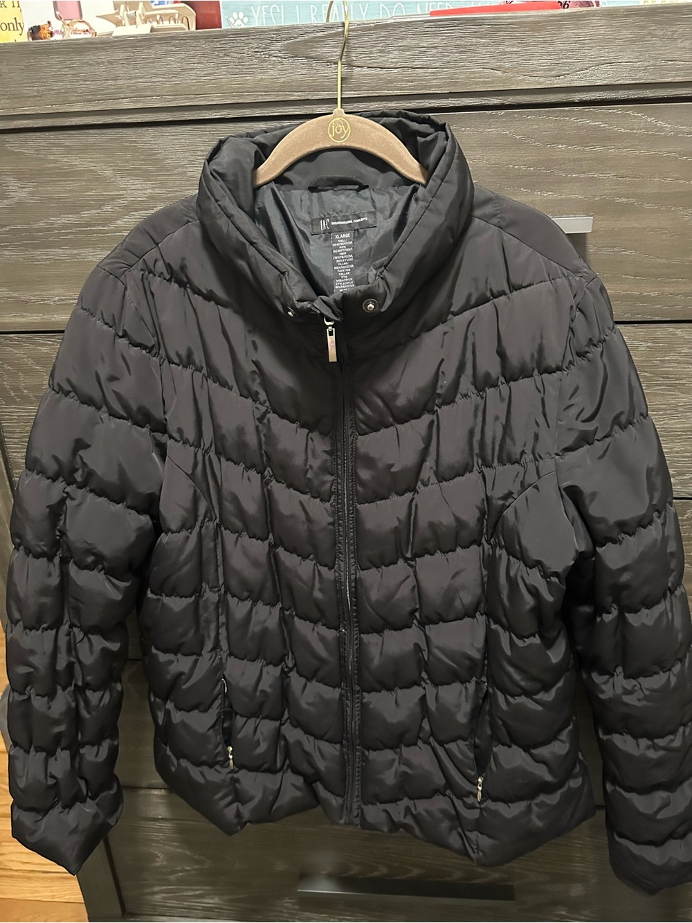 INC International Concepts Black Quilted Puffer Jacket